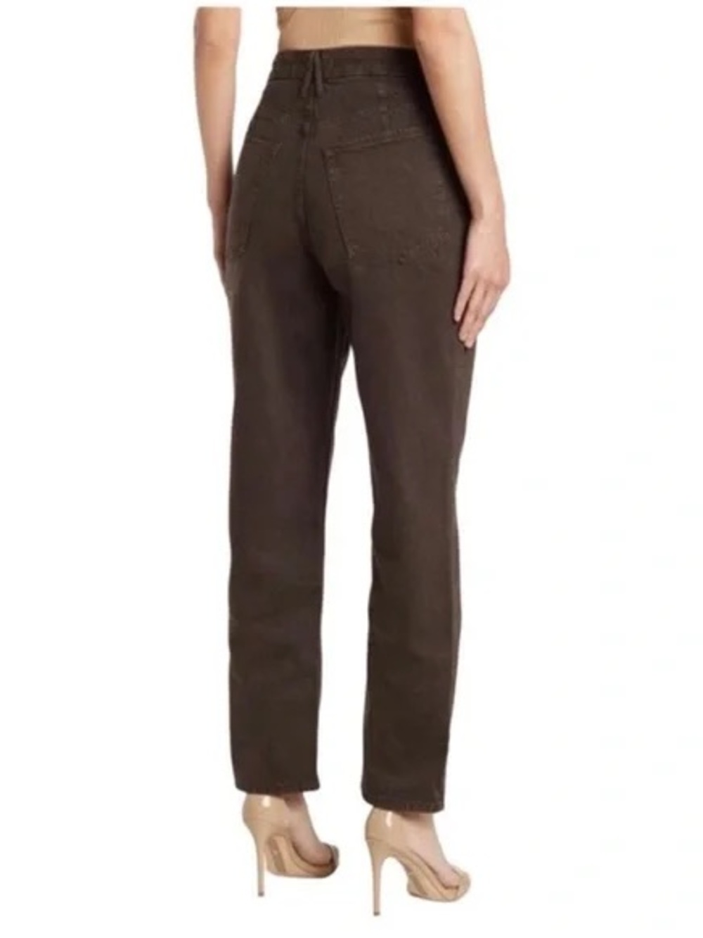 Good American Straight Leg Jeans in Dark Brown 90s duster